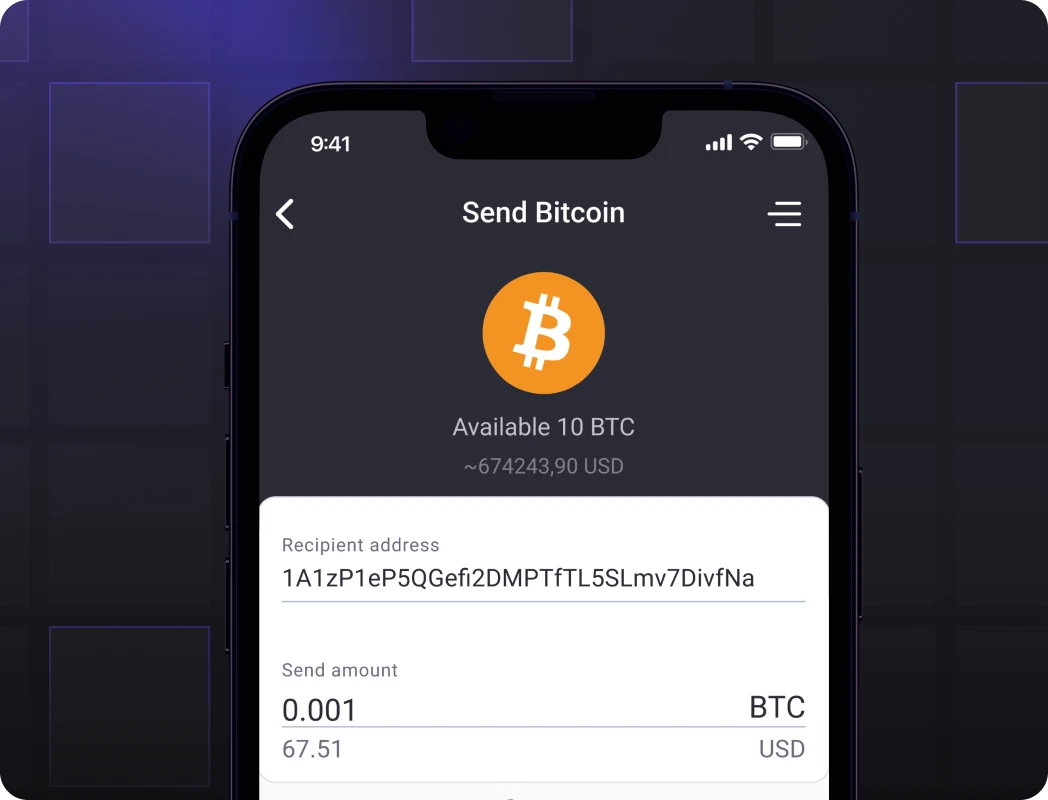 Fill in transfer details